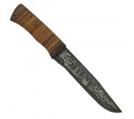 Нож разделочный Златоуст арт. 1084 дамасская сталь, береста