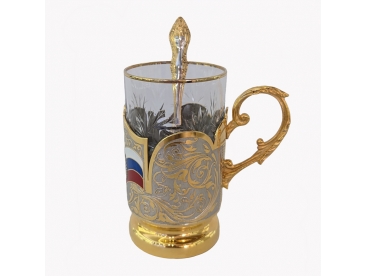 Подстаканник с ложкой герб РФ