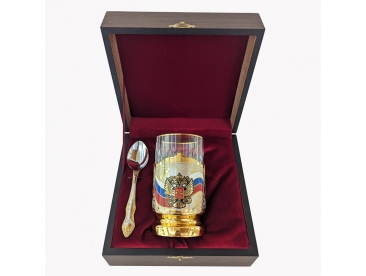 Подстаканник с ложкой герб РФ